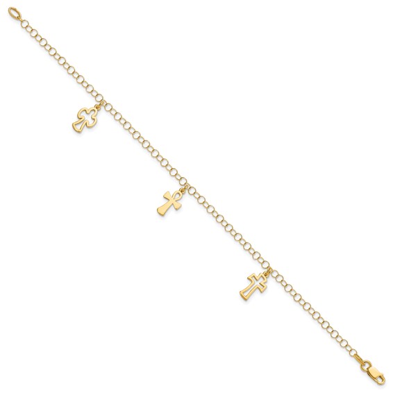 Leslie's 14K Polished Cross Bracelet