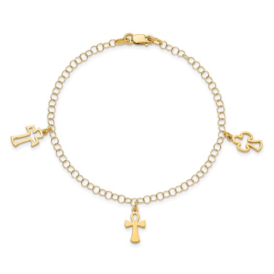 Leslie's 14K Polished Cross Bracelet