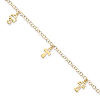 Leslie's 14K Polished Cross Bracelet
