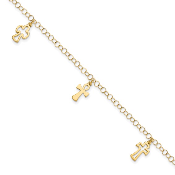 Leslie's 14K Polished Cross Bracelet