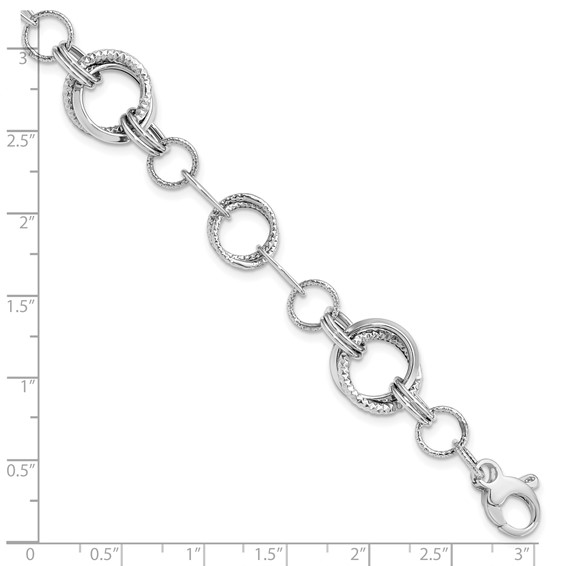 Leslie's 14K White Gold Polished and Textured Fancy Link Bracelet