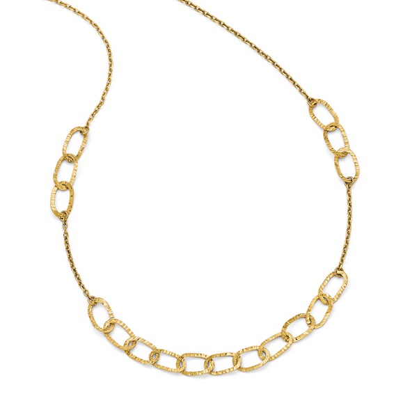 Leslie's 14k Polished and Diamond Cut Link Necklace