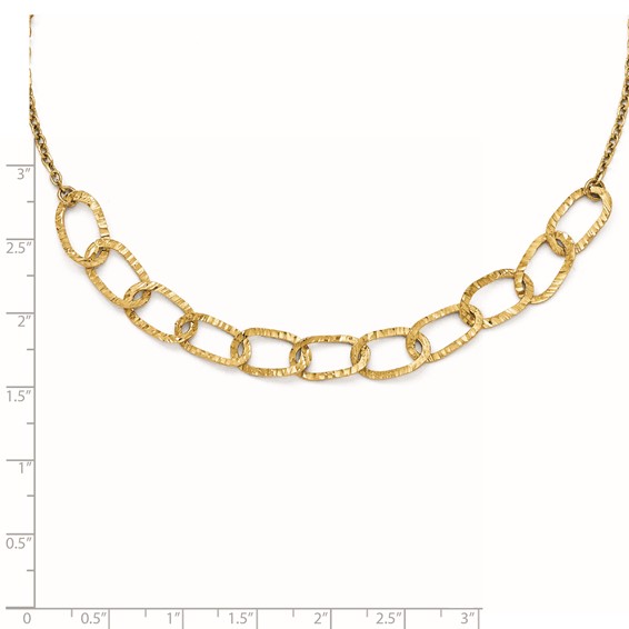 Leslie's 14k Polished and Diamond Cut Link Necklace