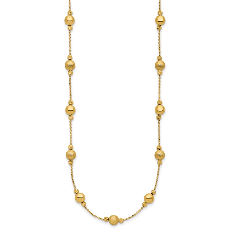 14K D/C Scratch Finish Polished Necklace