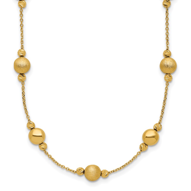 14K D/C Scratch Finish Polished Necklace
