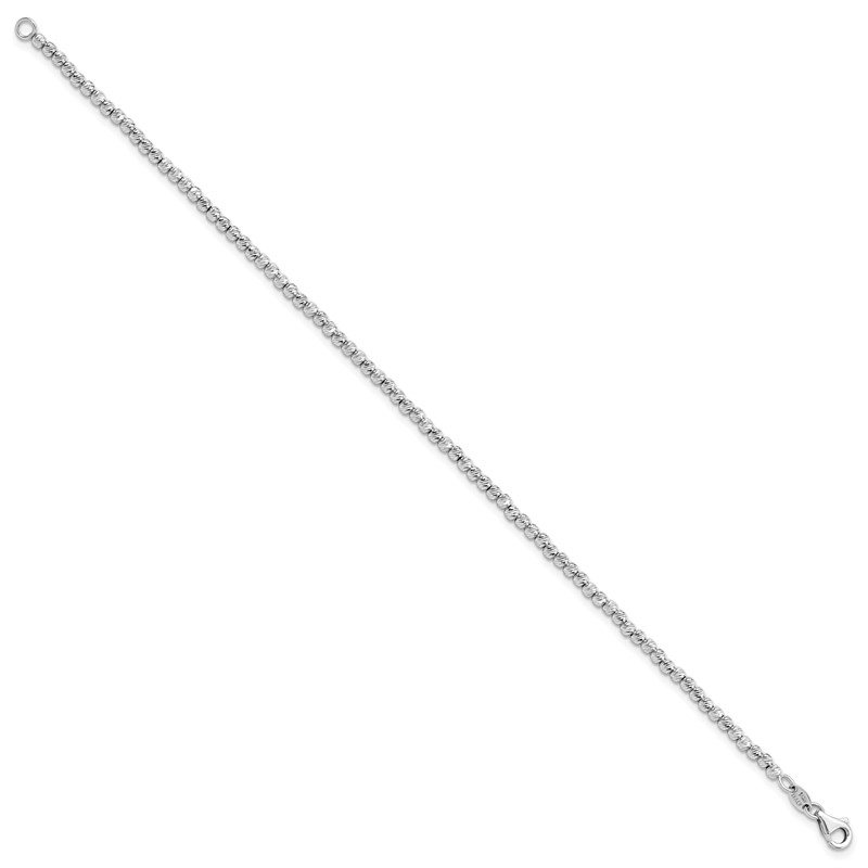14K White Gold D/C Beaded Bracelet
