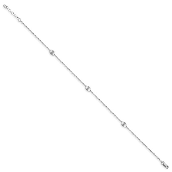Leslie's 14K White Gold Ovals 3-Station 10 inch Plus 1 inch Extender - Total 11 inch Anklet