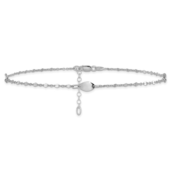 Leslie's 14K White Gold Ovals 3-Station 10 inch Plus 1 inch Extender - Total 11 inch Anklet