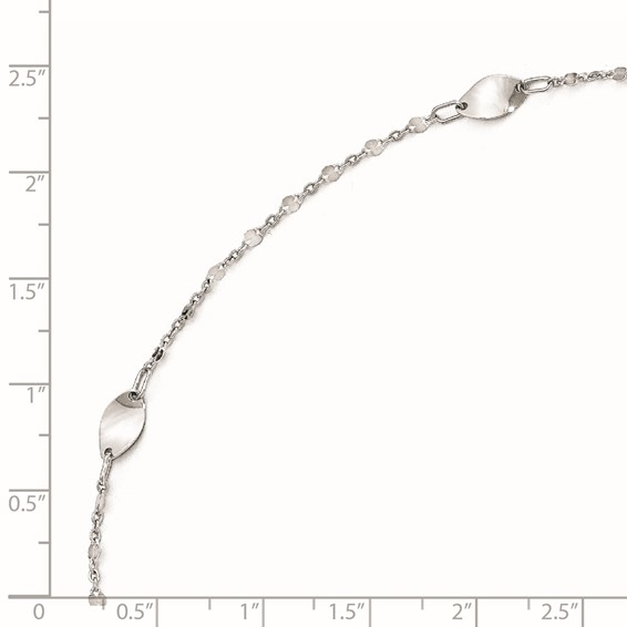 Leslie's 14K White Gold Ovals 3-Station 10 inch Plus 1 inch Extender - Total 11 inch Anklet