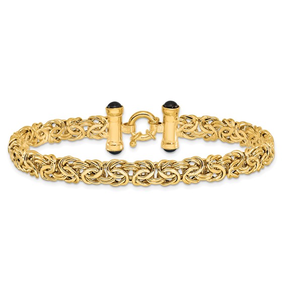 Leslie's 14K Polished Fancy Link with Black Onyx Bracelet