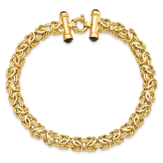 Leslie's 14K Polished Fancy Link with Black Onyx Bracelet