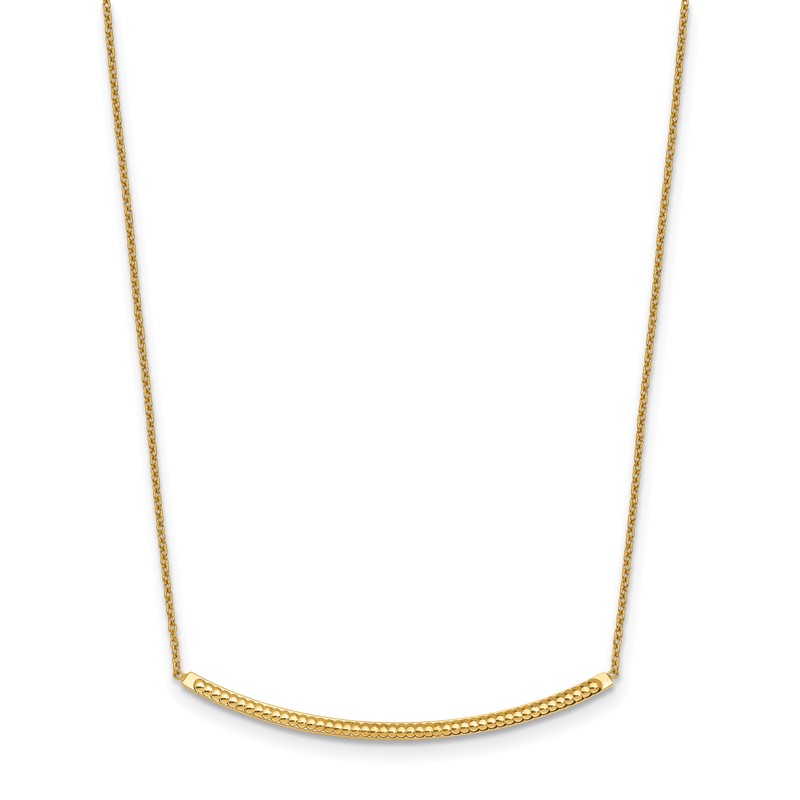 14K Polished D/C with 2in ext. Bar Necklace