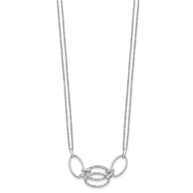 14K White Gold Polished Double Strand Link Necklace