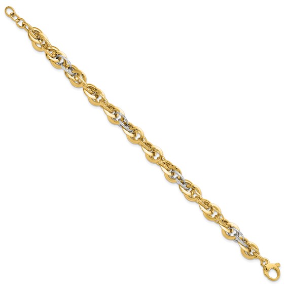 Leslie's 14K Two-tone Polished D/C Fancy Link Bracelet