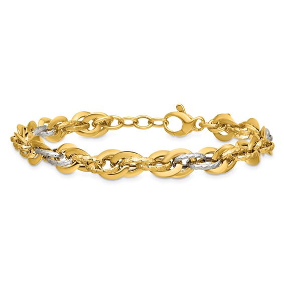 Leslie's 14K Two-tone Polished D/C Fancy Link Bracelet