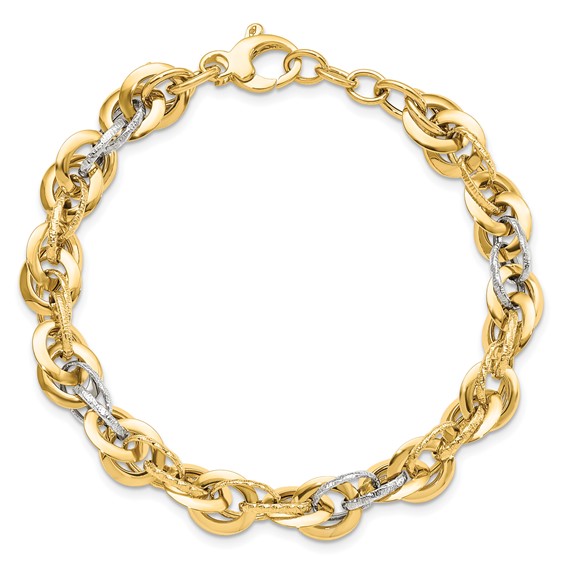 Leslie's 14K Two-tone Polished D/C Fancy Link Bracelet