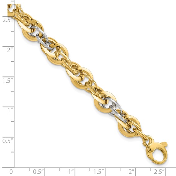 Leslie's 14K Two-tone Polished D/C Fancy Link Bracelet