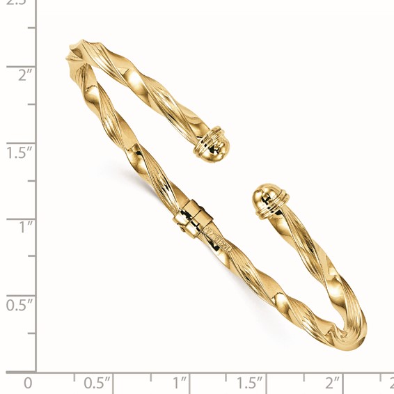 Leslie's 14K Polished Textured Hinge Cuff Bangle