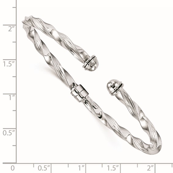 Leslie's 14K White Gold Polished Textured Hinge Cuff Bangle