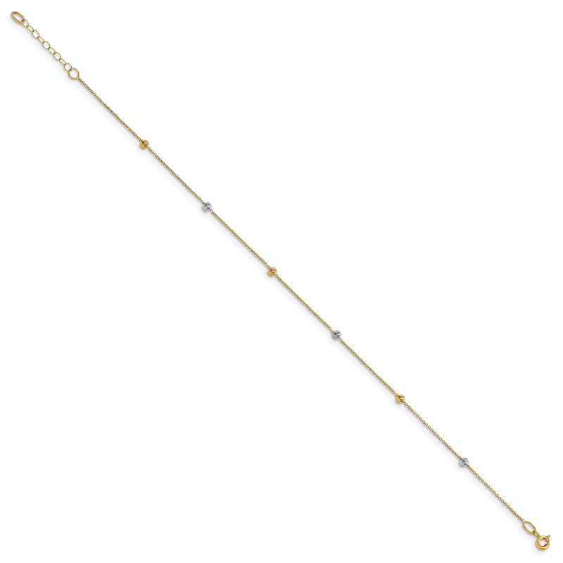 14K Two-Tone Polished D/C with 1in ext. Anklet