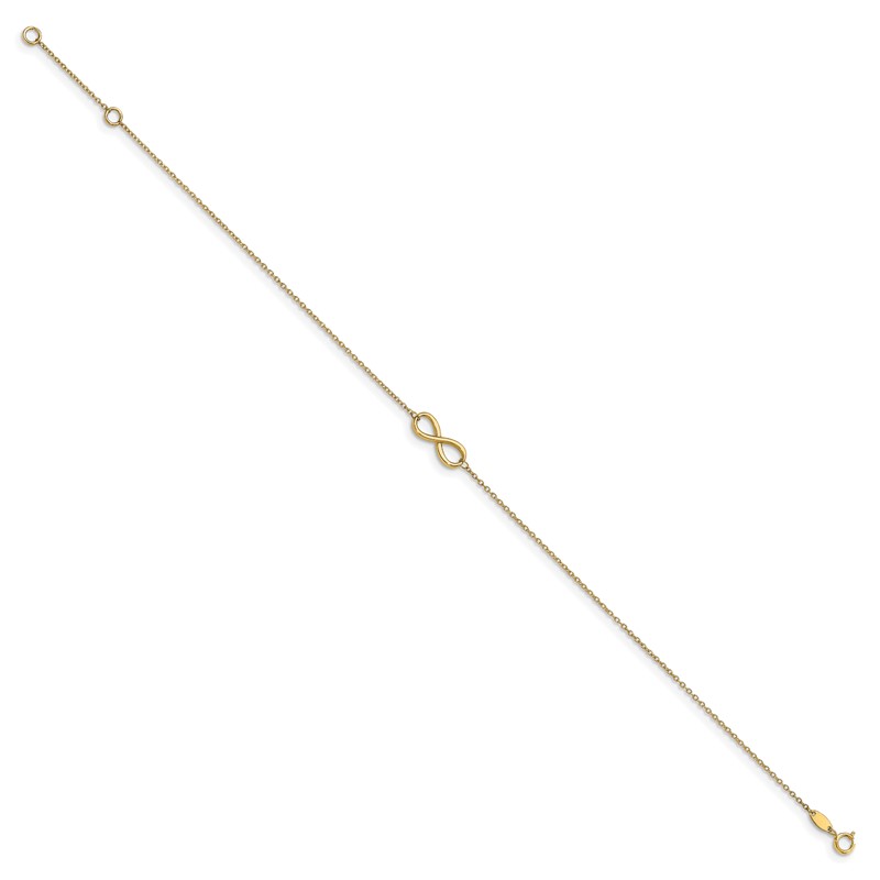14K Polished Infinity with 1in ext. Anklet