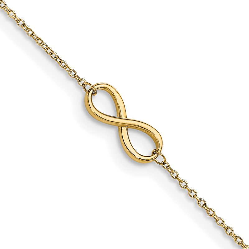 14K Polished Infinity with 1in ext. Anklet