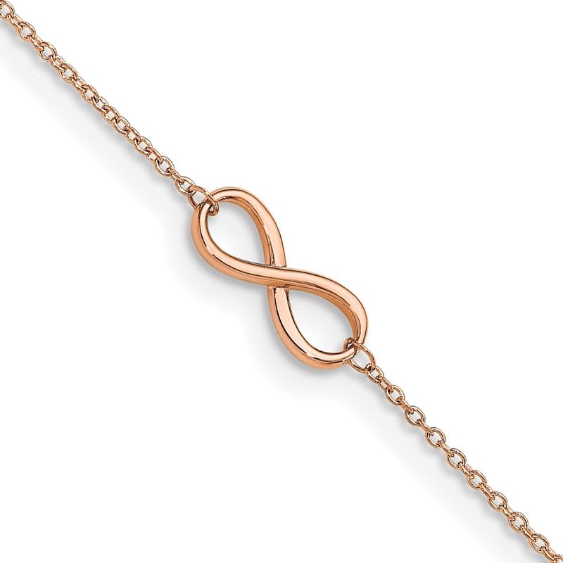 14K Rose Gold Polished Infinity with 1in ext. Anklet