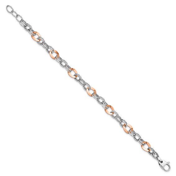 Leslie's 14K Rose and White Gold Polished D/C Fancy Link Bracelet