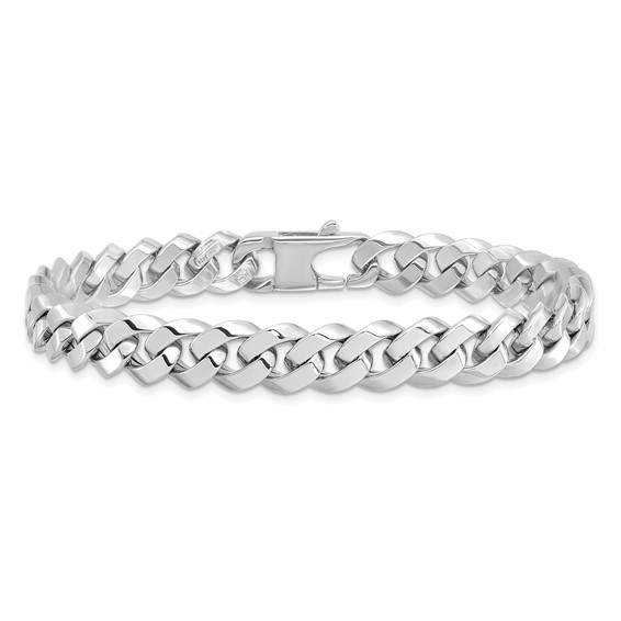 Leslie's 14K White Gold 8.5mm Beveled Curb Bracelet