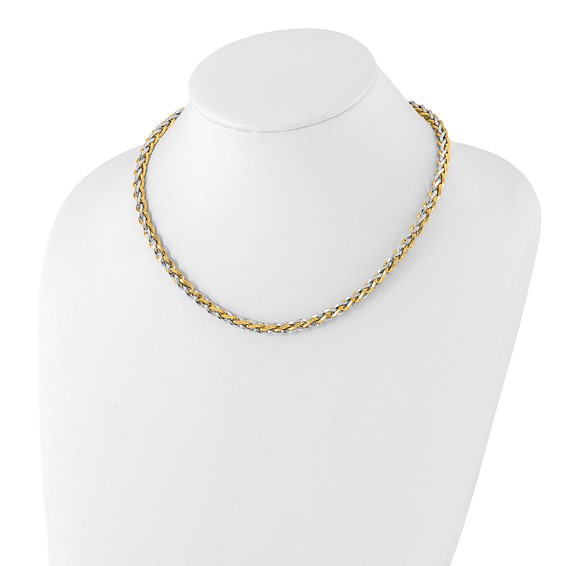 Leslie's 14K Two-tone Polished Fancy Link with .5in ext. Necklace