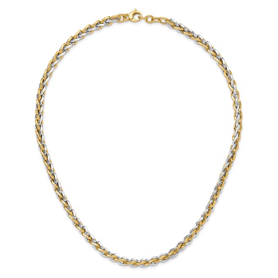 Leslie's 14K Two-tone Polished Fancy Link with .5in ext. Necklace