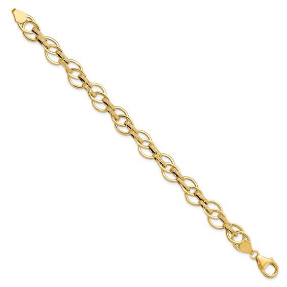 Leslie's 14K Polished and Textured Fancy Link Bracelet