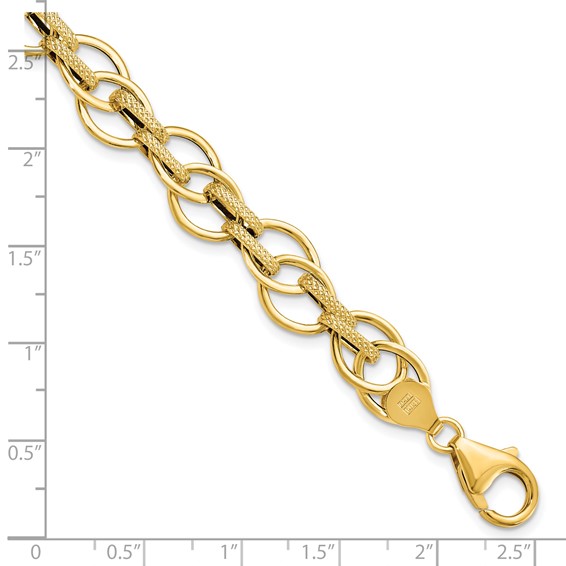 Leslie's 14K Polished and Textured Fancy Link Bracelet
