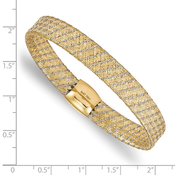 Leslie's 14K w/Rhodium Polished Mesh Stretch Bracelet