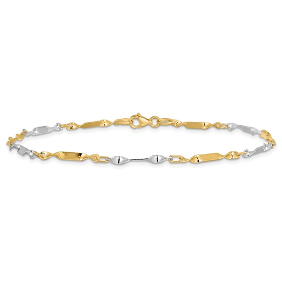 Leslie's 14K Two-tone Polished Twisted Link Anklet