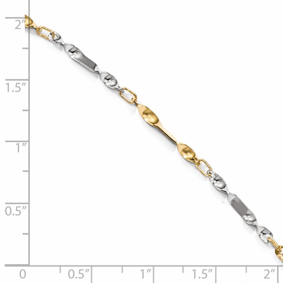 Leslie's 14K Two-tone Polished Twisted Link Anklet