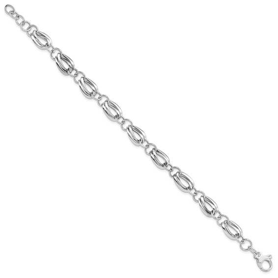 Leslie's 14K White Gold Polished Fancy Link w/ .5 inch ext Bracelet