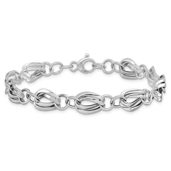 Leslie's 14K White Gold Polished Fancy Link w/ .5 inch ext Bracelet