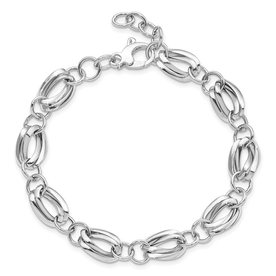 Leslie's 14K White Gold Polished Fancy Link w/ .5 inch ext Bracelet