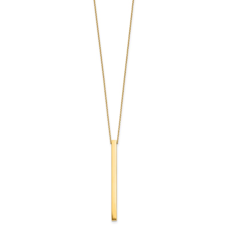 14K Polished Bar 2in ext. Necklace