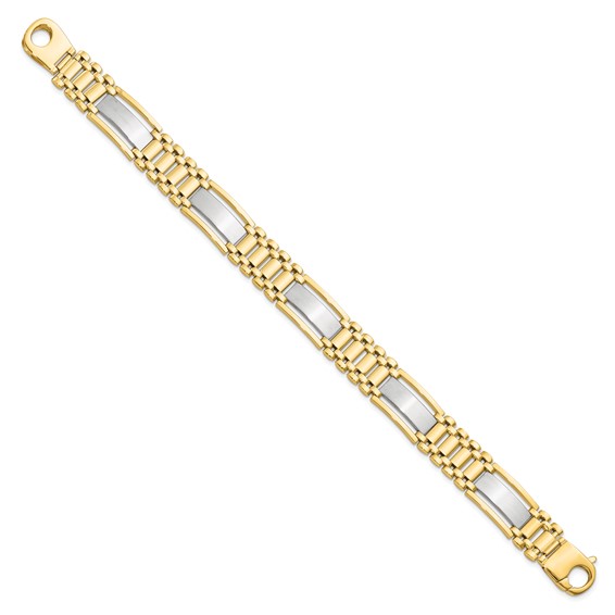 Leslie's 14K Two-tone Polished and Satin Men's Bracelet