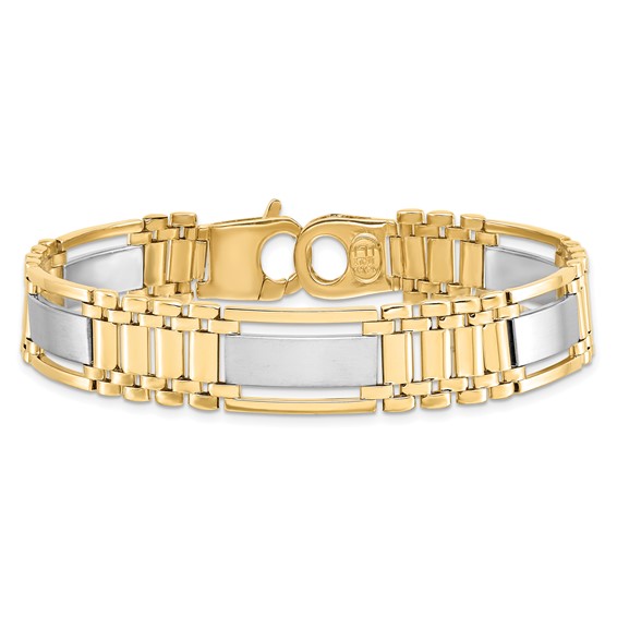 Leslie's 14K Two-tone Polished and Satin Men's Bracelet