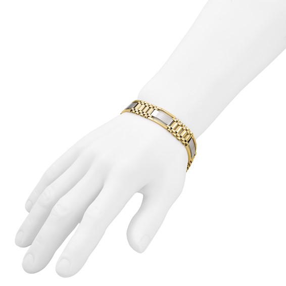 Leslie's 14K Two-tone Polished and Satin Men's Bracelet