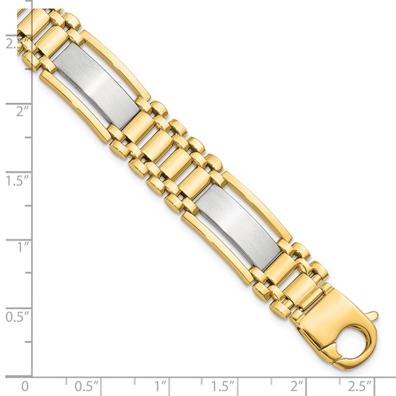 Leslie's 14K Two-tone Polished and Satin Men's Bracelet