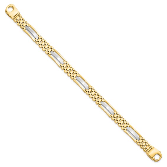 Leslie's 14K Two-tone Polished and Satin Men's Bracelet