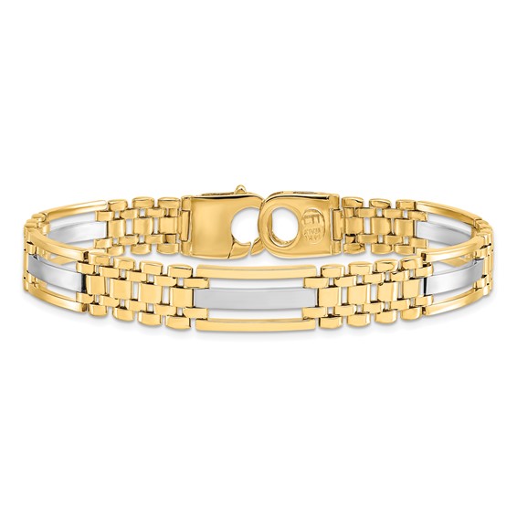 Leslie's 14K Two-tone Polished and Satin Men's Bracelet