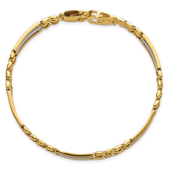 Leslie's 14K Two-tone Polished and Satin Men's Bracelet