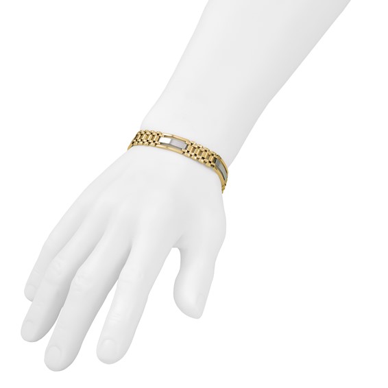 Leslie's 14K Two-tone Polished and Satin Men's Bracelet