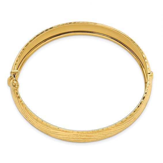 Leslie's 14K Polished and Textured Hinged Bangle