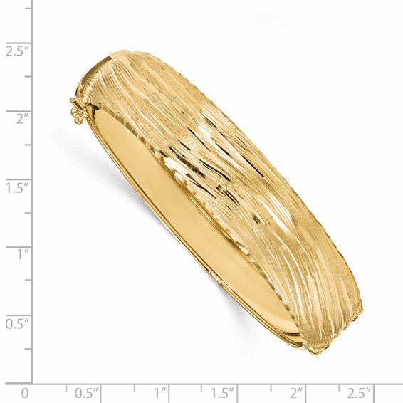 Leslie's 14K Polished and Textured Hinged Bangle